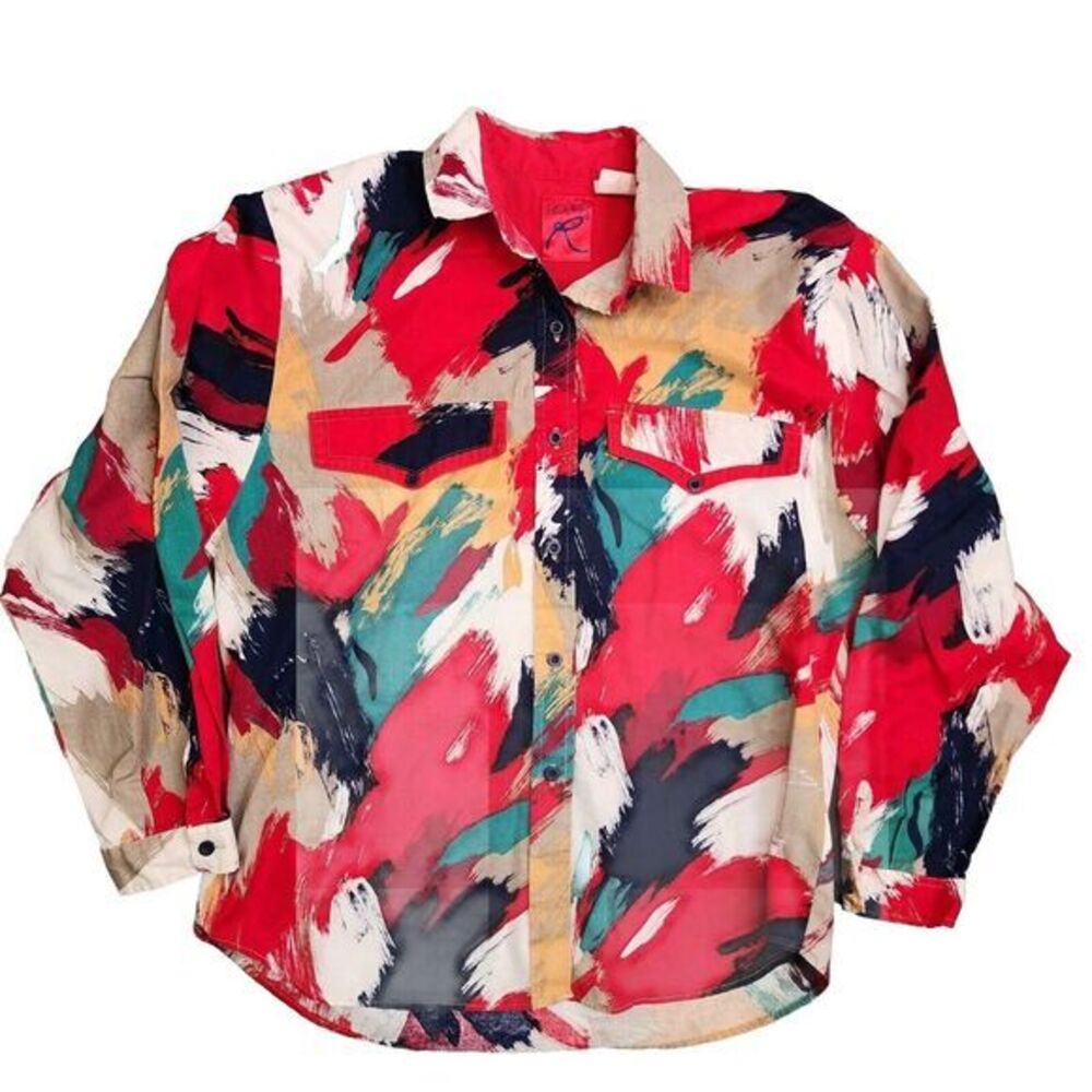 Roper Mens 13- 14  Abstract Brush Popper Western FOR REPAIR‎ OR FABRIC See Pics!